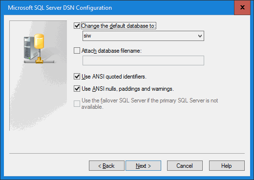 Microsoft SQL Server ODBC configuration