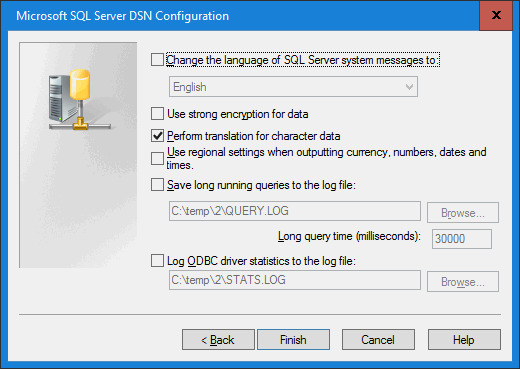 Microsoft SQL Server ODBC configuration