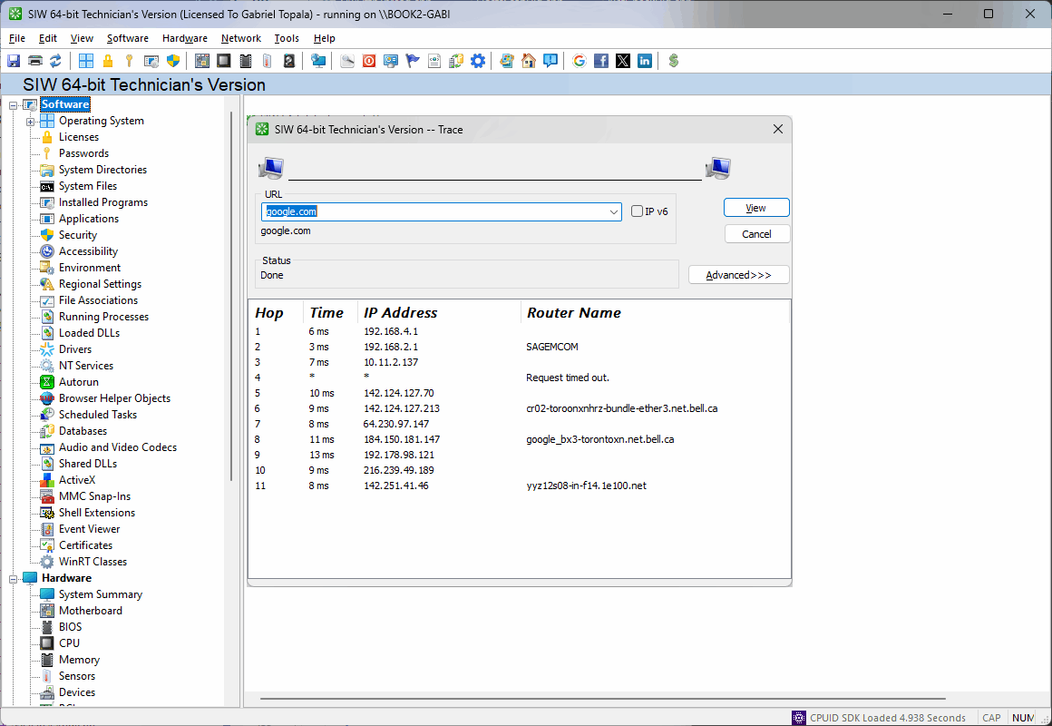 SIW | Network Tools: Trace